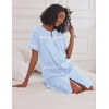 Ekouaer House Dress for Women with Pockets Duster Button Down Nightgown(Blue Stripes)