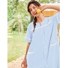 Ekouaer House Dress for Women with Pockets Duster Button Down Nightgown(Blue Stripes)
