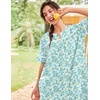 Ekouaer House Dress for Women with Pockets Duster Button Down Nightgown(Green Floral)