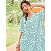 Ekouaer House Dress for Women with Pockets Duster Button Down Nightgown(Green Flower)