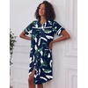 Ekouaer House Dress for Women with Pockets Duster Button Down Nightgown(Hawaiian Leaves)