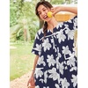 Ekouaer House Dress for Women with Pockets Duster Button Down Nightgown(Navy Flower)