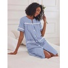Ekouaer House Dress for Women with Pockets Duster Button Down Nightgown(Navy Stripes)