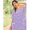 Ekouaer House Dress for Women with Pockets Duster Button Down Nightgown(Purple Dots)