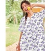 Ekouaer House Dress for Women with Pockets Duster Button Down Nightgown(White Flower)