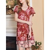 Ekouaer House Dress for Women with Pockets Short Sleeve Moo Moos Nightgowns(Floral Red)