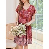 Ekouaer House Dress for Women with Pockets Short Sleeve Moo Moos Nightgowns(Floral Red)