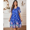 Ekouaer Moo Moos for Women Floral Print House Dress with Pockets Nightgown(Blue Flower)