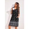 Ekouaer Moo Moos for Women Floral Print House Dress with Pockets Nightgown(Floral Black)