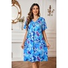 Ekouaer Moo Moos for Women Floral Print House Dress with Pockets Nightgown(Floral Blue)