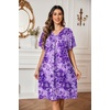 Ekouaer Moo Moos for Women Floral Print House Dress with Pockets Nightgown(Floral Purple)