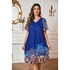 Ekouaer Moo Moos for Women Floral Print House Dress with Pockets Nightgown(Mandala Blue)