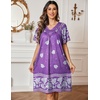 Ekouaer Moo Moos for Women Floral Print House Dress with Pockets Nightgown(Purple)