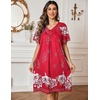 Ekouaer Moo Moos for Women Floral Print House Dress with Pockets Nightgown(Red)