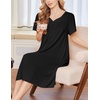 Ekouaer Moo Moos for Women Short Sleeve House Dress with Pockets(Black)