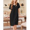 Ekouaer Moo Moos for Women Short Sleeve House Dress with Pockets(Black)