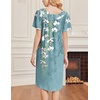 Ekouaer Moo Moos for Women Short Sleeve House Dress with Pockets(Blue Flower)