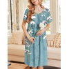 Ekouaer Moo Moos for Women Short Sleeve House Dress with Pockets(Blue Flower)