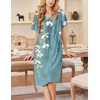 Ekouaer Moo Moos for Women Short Sleeve House Dress with Pockets(Blue Flower)