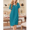 Ekouaer Moo Moos for Women Short Sleeve House Dress with Pockets(Blue Green)