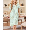 Ekouaer Moo Moos for Women Short Sleeve House Dress with Pockets(Green Floral)