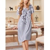 Ekouaer Moo Moos for Women Short Sleeve House Dress with Pockets(Grey Floral)