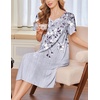 Ekouaer Moo Moos for Women Short Sleeve House Dress with Pockets(Grey Floral)