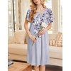 Ekouaer Moo Moos for Women Short Sleeve House Dress with Pockets(Grey Floral)