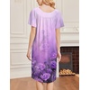 Ekouaer Moo Moos for Women Short Sleeve House Dress with Pockets(Light Purple Flower)