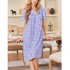 Ekouaer Moo Moos for Women Short Sleeve House Dress with Pockets(Purple Floral)