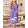 Ekouaer Moo Moos for Women Short Sleeve House Dress with Pockets(Purple White Flower)