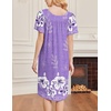 Ekouaer Moo Moos for Women Short Sleeve House Dress with Pockets(Purple White Flower)