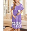Ekouaer Moo Moos for Women Short Sleeve House Dress with Pockets(Purple White Flower)