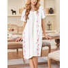 Ekouaer Moo Moos for Women Short Sleeve House Dress with Pockets(White Pink Flower)