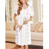 Ekouaer Moo Moos for Women Short Sleeve House Dress with Pockets(White Pink Flower)