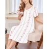 Ekouaer Moo Moos for Women Short Sleeve House Dress with Pockets(White Pink Flower)