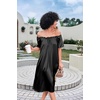 Ekouaer Nightgown for Women Satin Silk Night Gown Loose Plus Size Sleepwear(Black)
