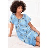 Ekouaer Nightgown for Women Satin Silk Night Gown Loose Plus Size Sleepwear(Blue Flower)