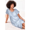 Ekouaer Nightgown for Women Satin Silk Night Gown Loose Plus Size Sleepwear(Blue Vertical Stripes)