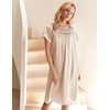 Ekouaer Nightgown for Women Satin Silk Night Gown Loose Plus Size Sleepwear(Champagne)