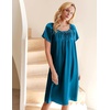 Ekouaer Nightgown for Women Satin Silk Night Gown Loose Plus Size Sleepwear(Deep Blue)