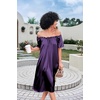 Ekouaer Nightgown for Women Satin Silk Night Gown Loose Plus Size Sleepwear(Deep Purple)