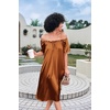 Ekouaer Nightgown for Women Satin Silk Night Gown Loose Plus Size Sleepwear(Light Brown)