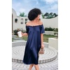 Ekouaer Nightgown for Women Satin Silk Night Gown Loose Plus Size Sleepwear(Navy Blue)