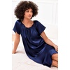 Ekouaer Nightgown for Women Satin Silk Night Gown Loose Plus Size Sleepwear(Navy Blue)