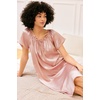 Ekouaer Nightgown for Women Satin Silk Night Gown Loose Plus Size Sleepwear(Pink)