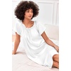 Ekouaer Nightgown for Women Satin Silk Night Gown Loose Plus Size Sleepwear(White)
