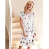 Ekouaer Nightgown for Women Satin Silk Night Gown Loose Plus Size Sleepwear(White Butterfly)