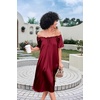 Ekouaer Nightgown for Women Satin Silk Night Gown Loose Plus Size Sleepwear(Wine Red)