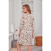 Ekouaer Nightgowns for Women 3/4 Sleeve Nightgown Pleated Sleepshirts(Apricot Ditsy Floral)